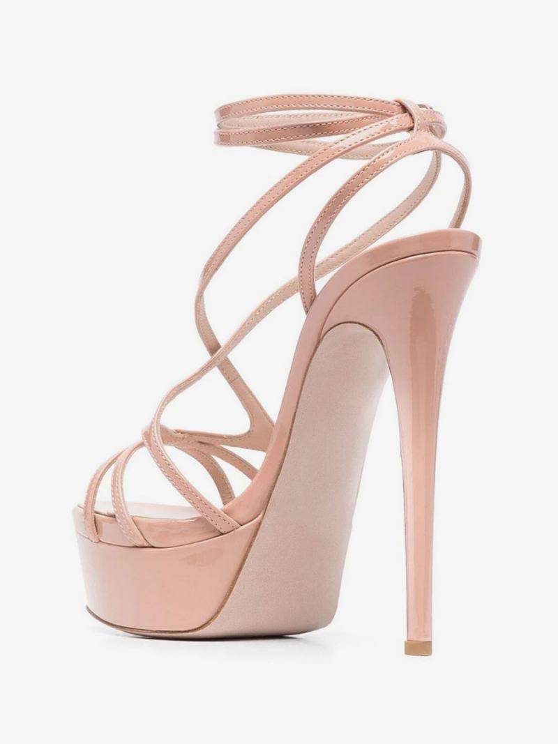 Dámské Sexy Sandály Černé Platformě S Páskem Na Vysokém Podpatku Otevřenou Špičkou - Blush Pink