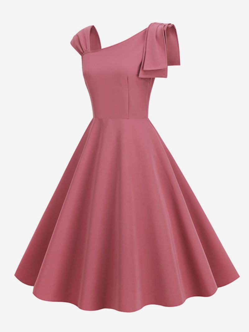 Dámské Retro Šaty 50. Let Styl Audrey Hepburn Bez Rukávů Střední Rockabilly - Blush Pink