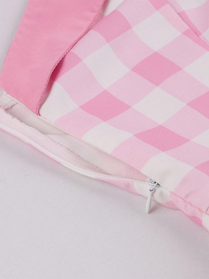 Dámské Šaty Barbie Růžové Gingham Vintage Midi Halter Z 50. Let - Růžový