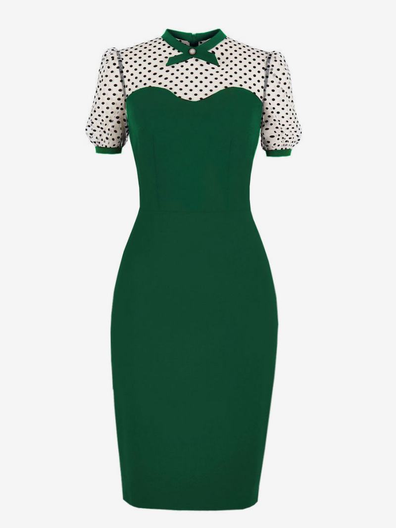 Dámské Šaty Bodycon Green Color Block Krátké Rukávy Pouzdrové - Zelená