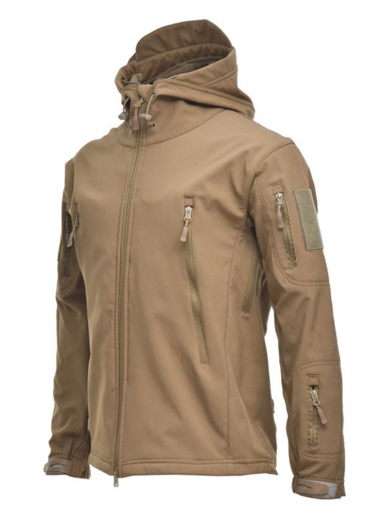 Pánská Bunda Na Zip Polyester Stylový - Khaki