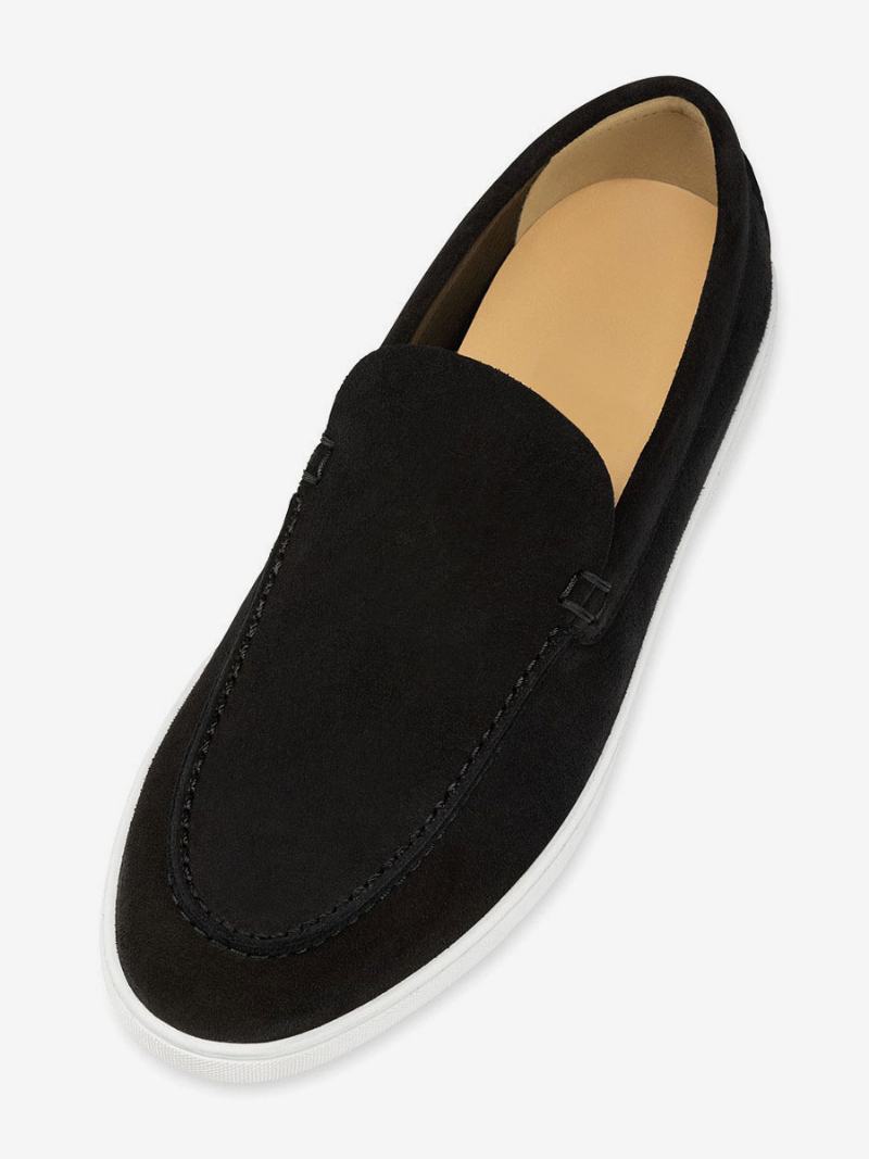 Pánské Boty Pro Volný Čas Černá Kulatá Špička Slip On Mokasíny - Černá