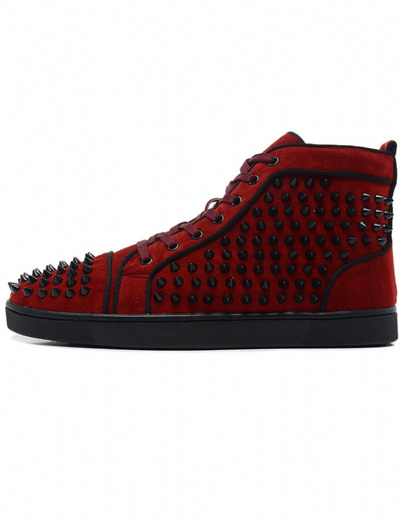 Pánské Tenisky Red Spike High Top Skateboard Prom Party Sneakers - Červené