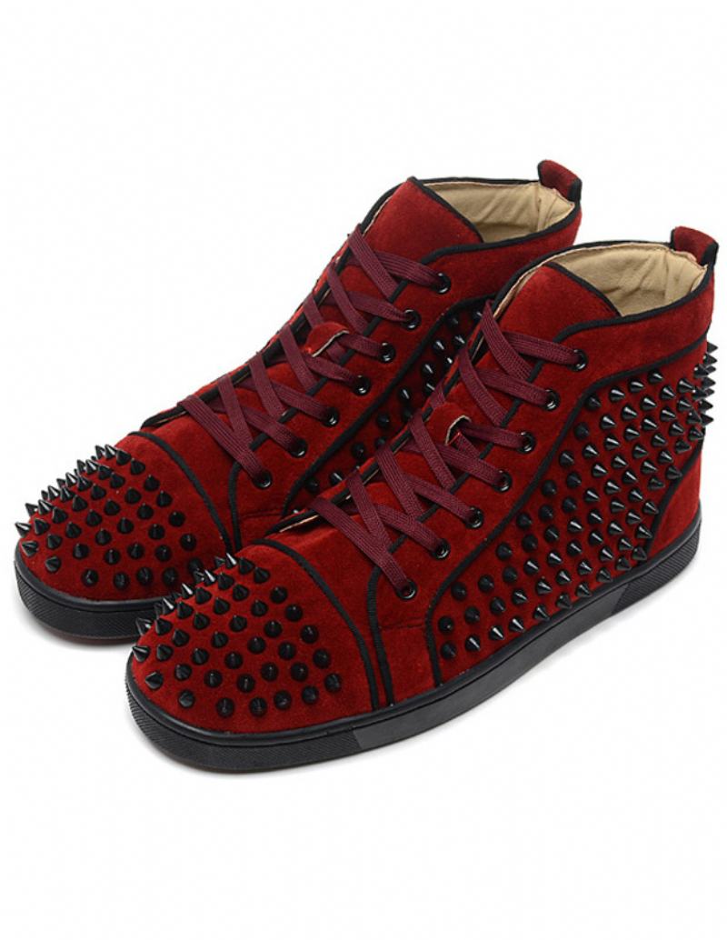 Pánské Tenisky Red Spike High Top Skateboard Prom Party Sneakers - Červené