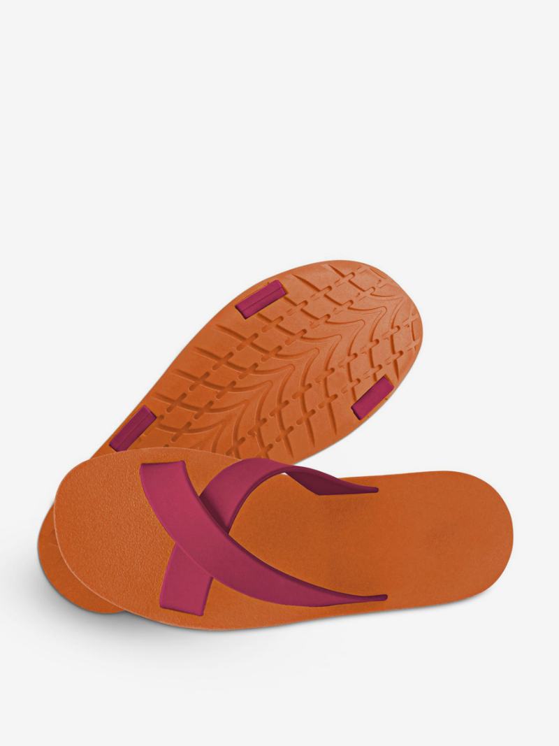 Pánské Sandály Slip-on Color Block Flat Slippers - Oranžová