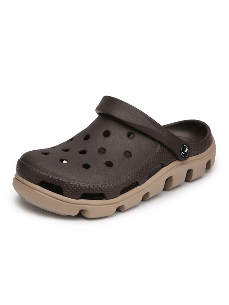 Pánské Sandály Slip-on Pvc Svršek Eva Podešev - Sytě Hnědá