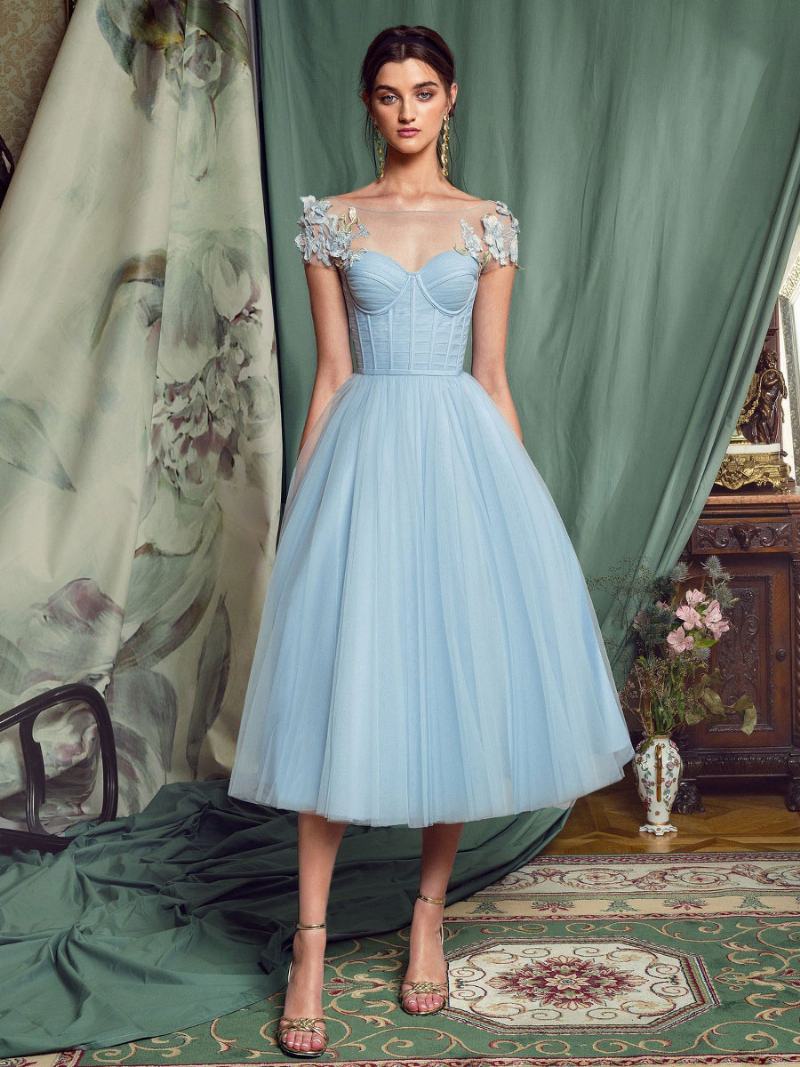 Dámské Šaty Bateau Neck Prom Midi