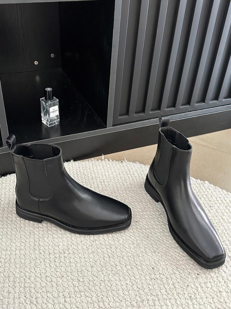 Dámské Černé Chelsea Boots Ploché Kotníkové Boty S Čtvercovou Špičkou - Černá