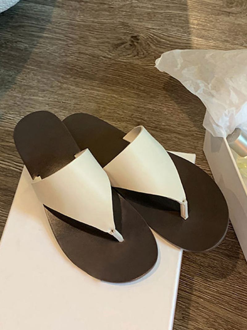 Dámské Flip Fops Ecru White Thong Beach Sandal Slides - Béžová