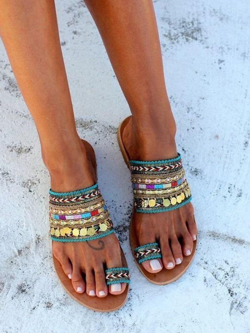 Dámské Plážové Sandály Boho Toe Loop Sandal Slides