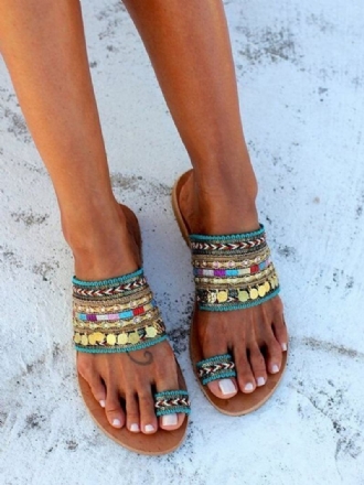 Dámské Plážové Sandály Boho Toe Loop Sandal Slides