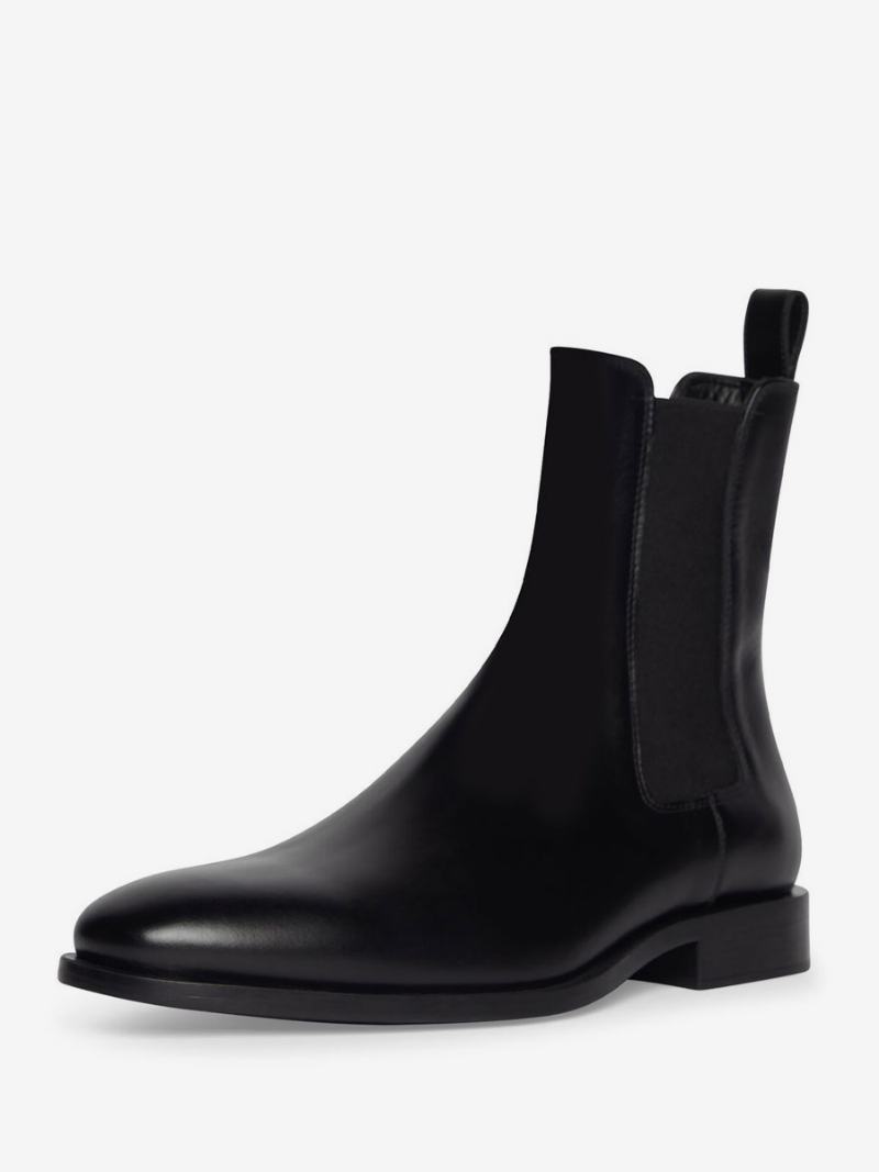 Boty Pro Muže Skvělé Vyšívané Umělecké Dílo Hovězí Kůže S Čtvercovou Špičkou Chelsea Boots