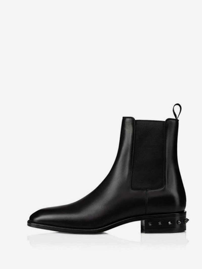 Pánské Boty Chelsea Boots Black Square Toe Kotníkové Na Podpatku Prom Spikes