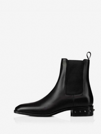 Pánské Boty Chelsea Boots Black Square Toe Kotníkové Na Podpatku Prom Spikes