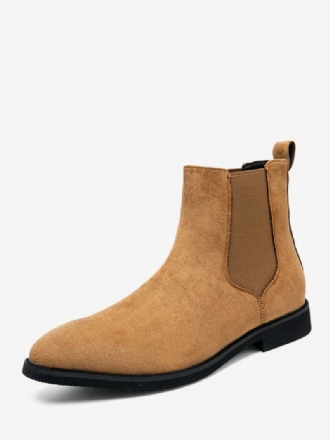 Pánské Boty Chelsea Boots Camel Pu Kožené Kotníkové Se Špičatou Špičkou