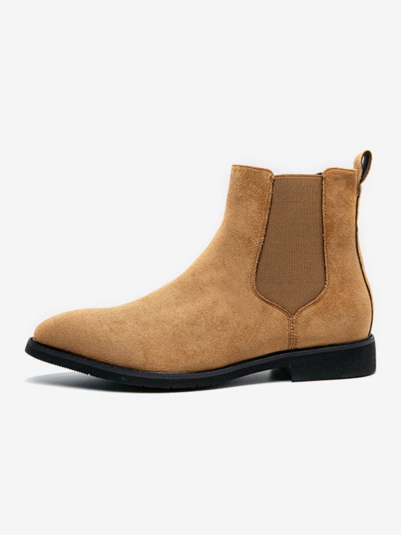 Pánské Boty Chelsea Boots Camel Pu Kožené Kotníkové Se Špičatou Špičkou - Velbloud