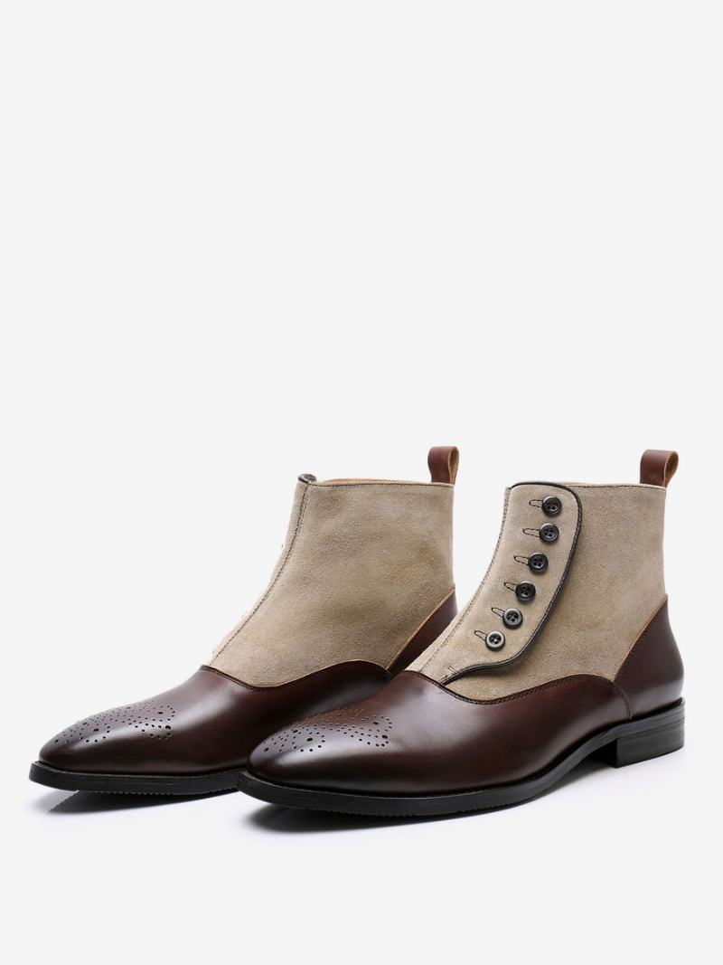 Pánské Boty Chelsea Boots Coffee Brown Hovězí Kůže Špice