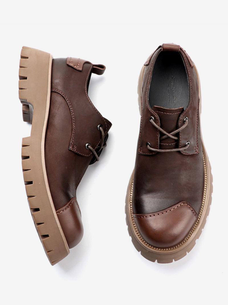 Pánské Boty Chelsea Boots Coffee Brown Pu Kůže S Kulatou Špičkou - Kávově Hnědá