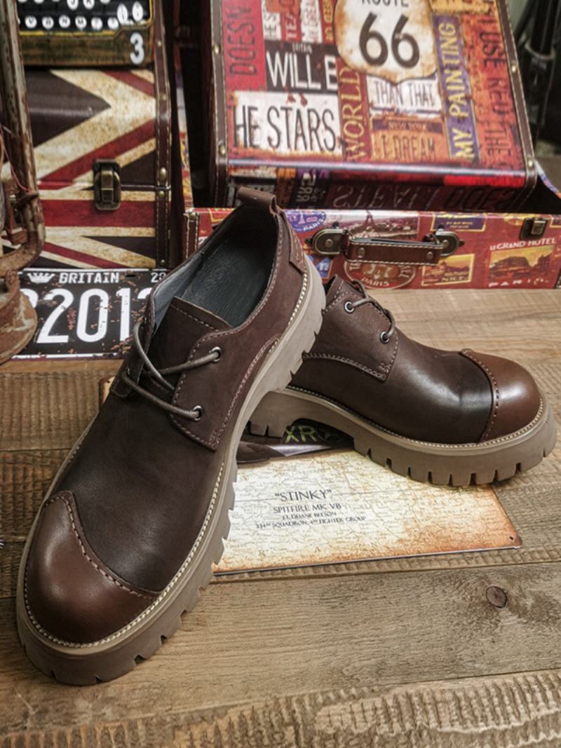 Pánské Boty Chelsea Boots Coffee Brown Pu Kůže S Kulatou Špičkou - Kávově Hnědá