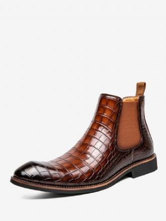 Pánské Boty Chelsea Boots Coffee Brown Pu Kůže Špičatá Špička