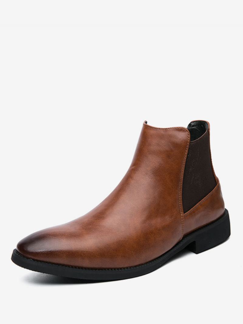 Pánské Boty Chelsea Boots Pu Kůže S Kulatou Špičkou