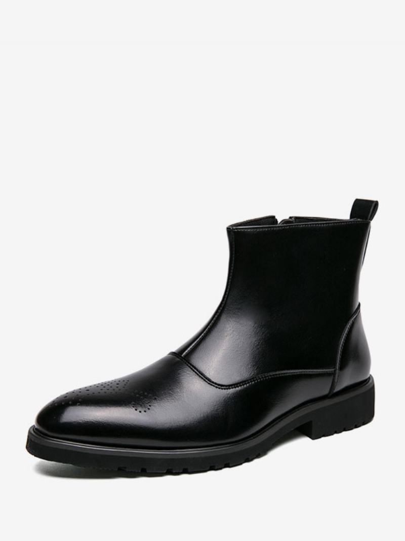 Pánské Boty Chelsea Boots Pu Kůže S Kulatou Špičkou