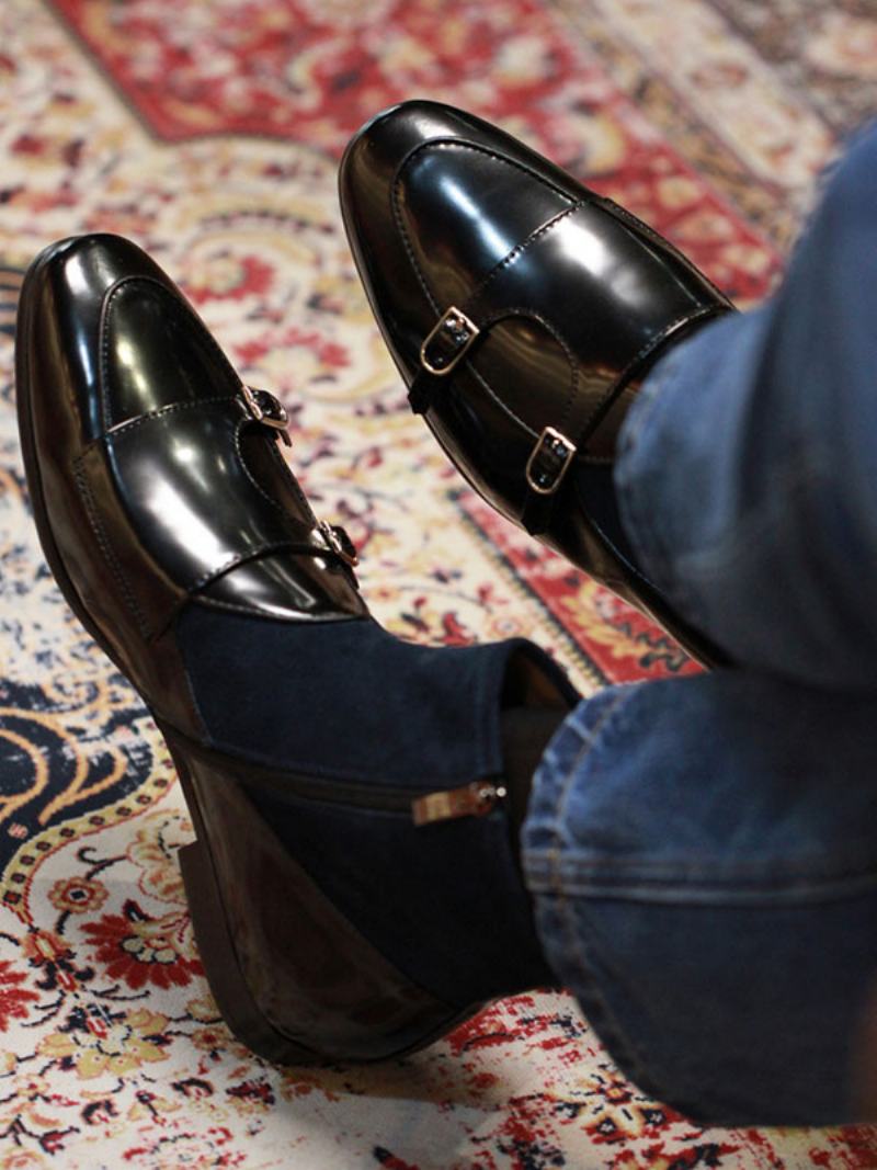 Pánské Boty Chelsea Boots Černá Hovězí Kůže Se Špičatou Špičkou - Dark Navy