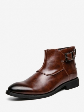 Pánské Boty Hnědé Pu Kožené Jodhpur Monk Strap Společenské