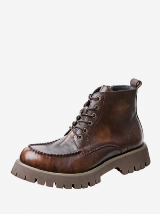 Pánské Boty Martin Brogue Business Casual Retro Coffee Brown Hovězí Kůže S Kulatou Špičkou