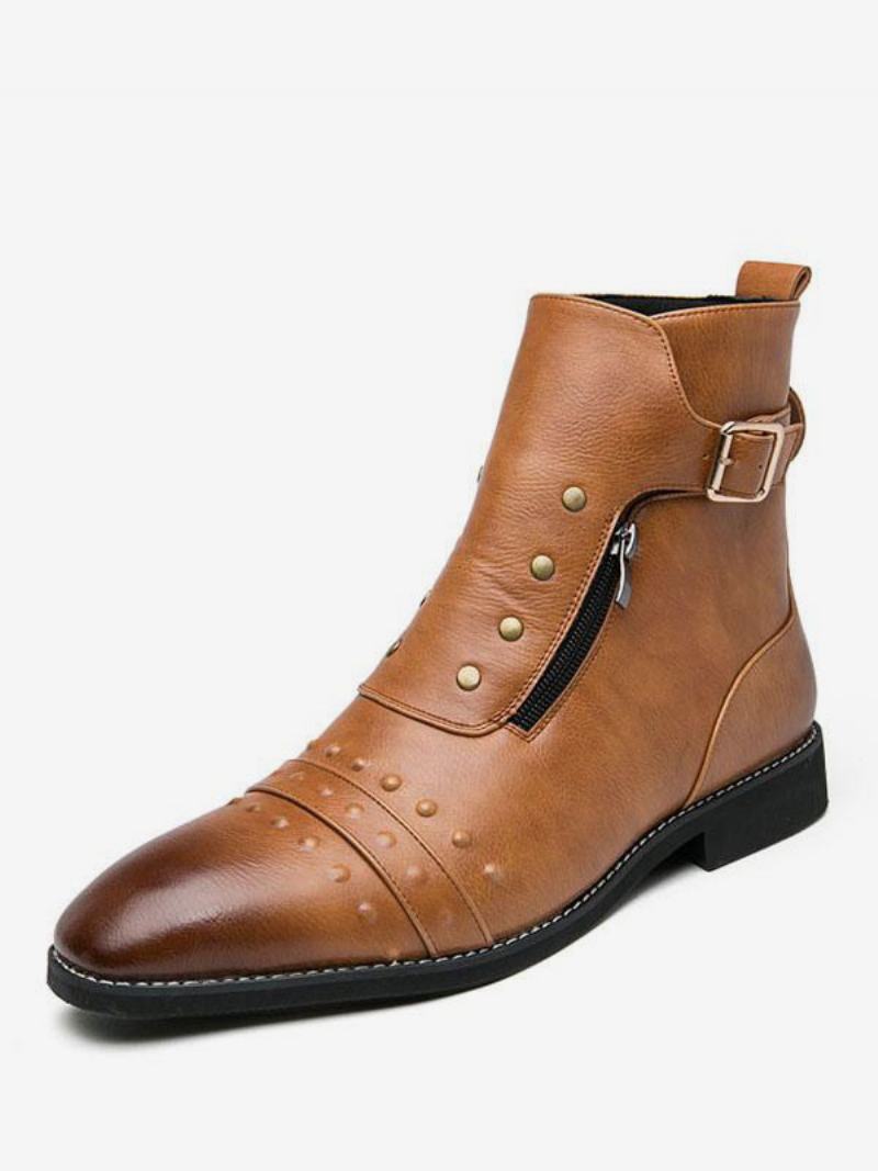 Pánské Kotníkové Boty Chelsea Boots V Černé Barvě - Kávově Hnědá