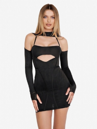 Dámské Šaty Bodycon S Výstřihem Na Otevřeném Rameni Patchwork Sexy Minišaty