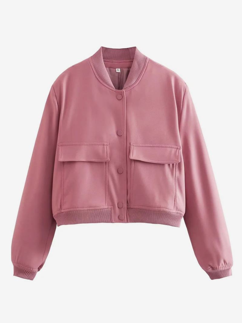 Bomber Jacket Casual Street Wear Univerzitní Bunda Pro Ženy - Růžová