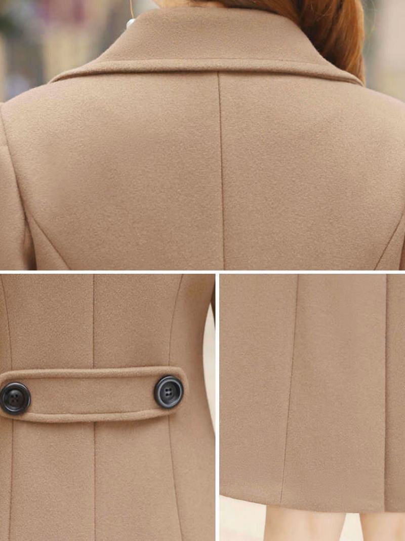 Dámské Svrchní Oblečení Pea Coat Turndown Collar Spring - Velbloud