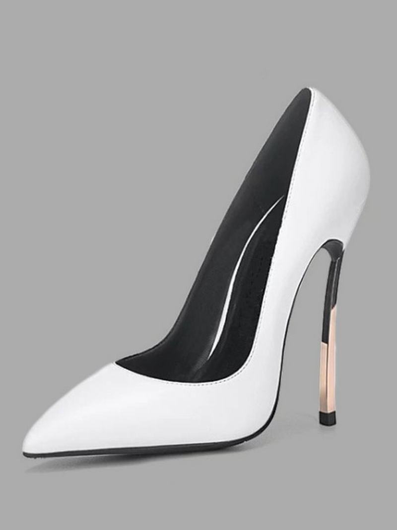 Dámské Bílé Lodičky Na Jehlovém Podpatku Basic High Heels Pointed Toe