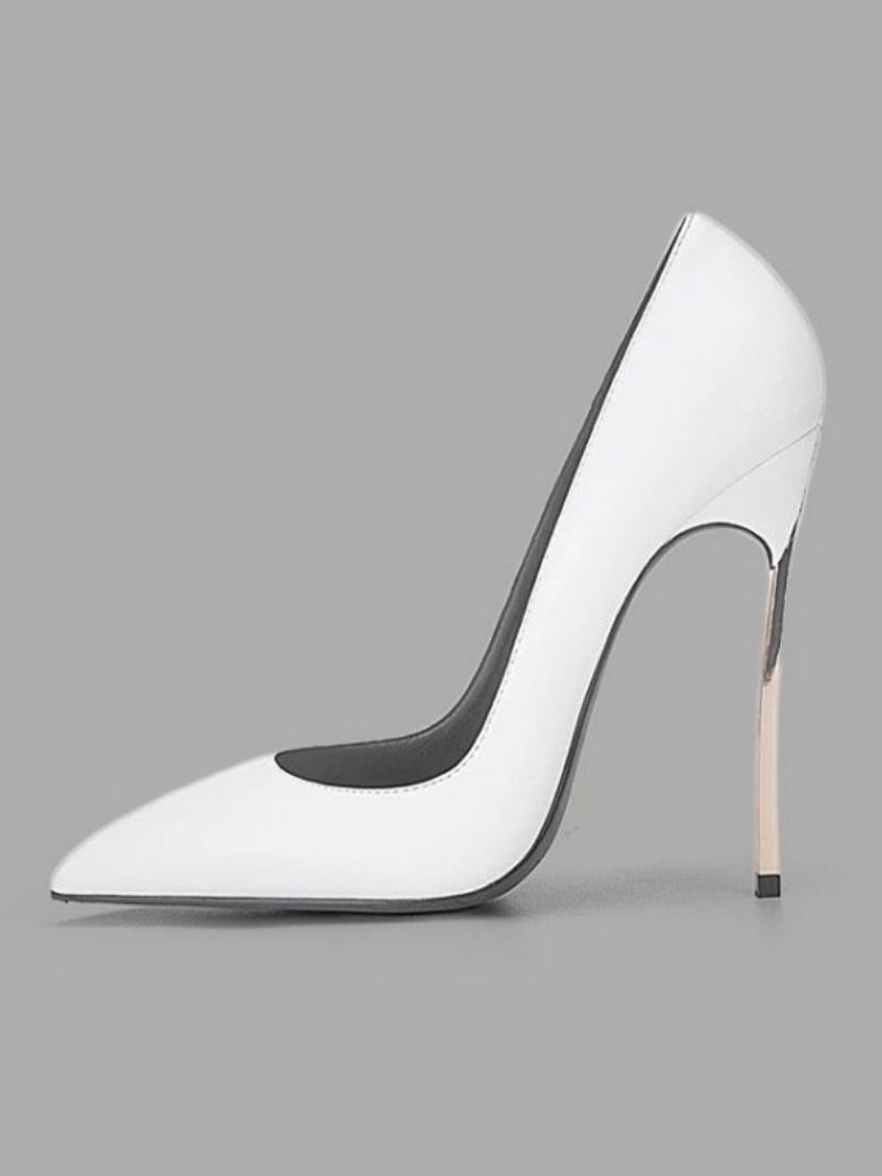 Dámské Bílé Lodičky Na Jehlovém Podpatku Basic High Heels Pointed Toe - Bílá