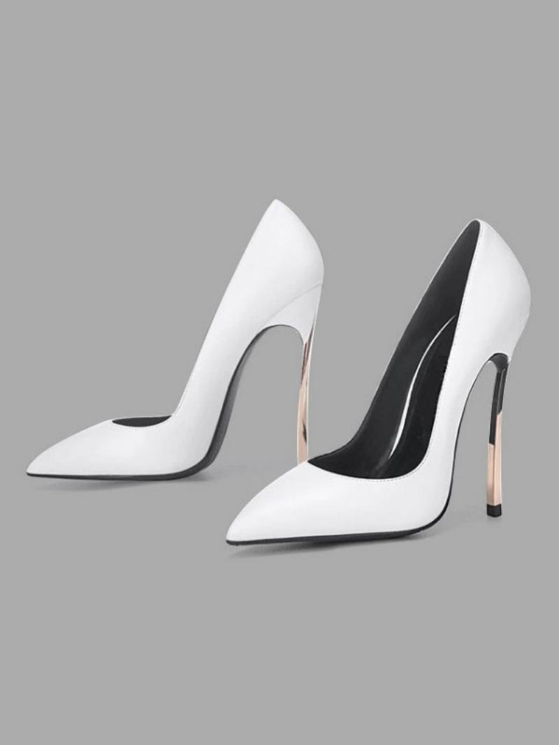 Dámské Bílé Lodičky Na Jehlovém Podpatku Basic High Heels Pointed Toe - Bílá