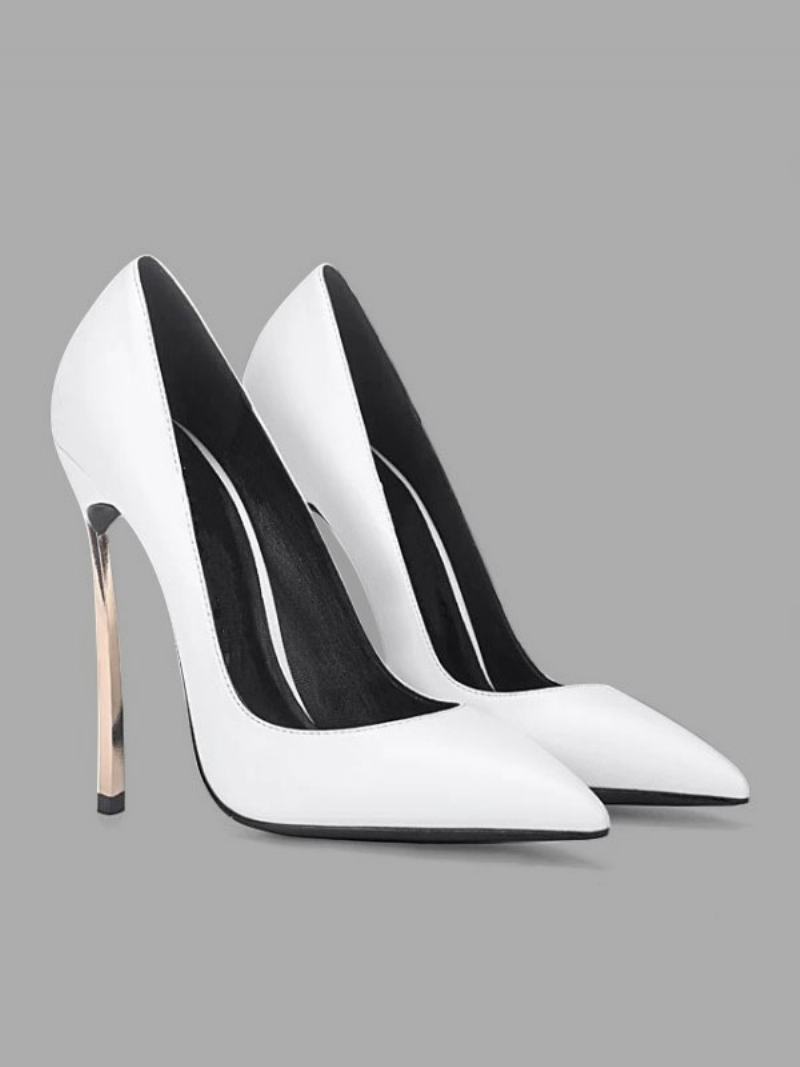 Dámské Bílé Lodičky Na Jehlovém Podpatku Basic High Heels Pointed Toe - Bílá