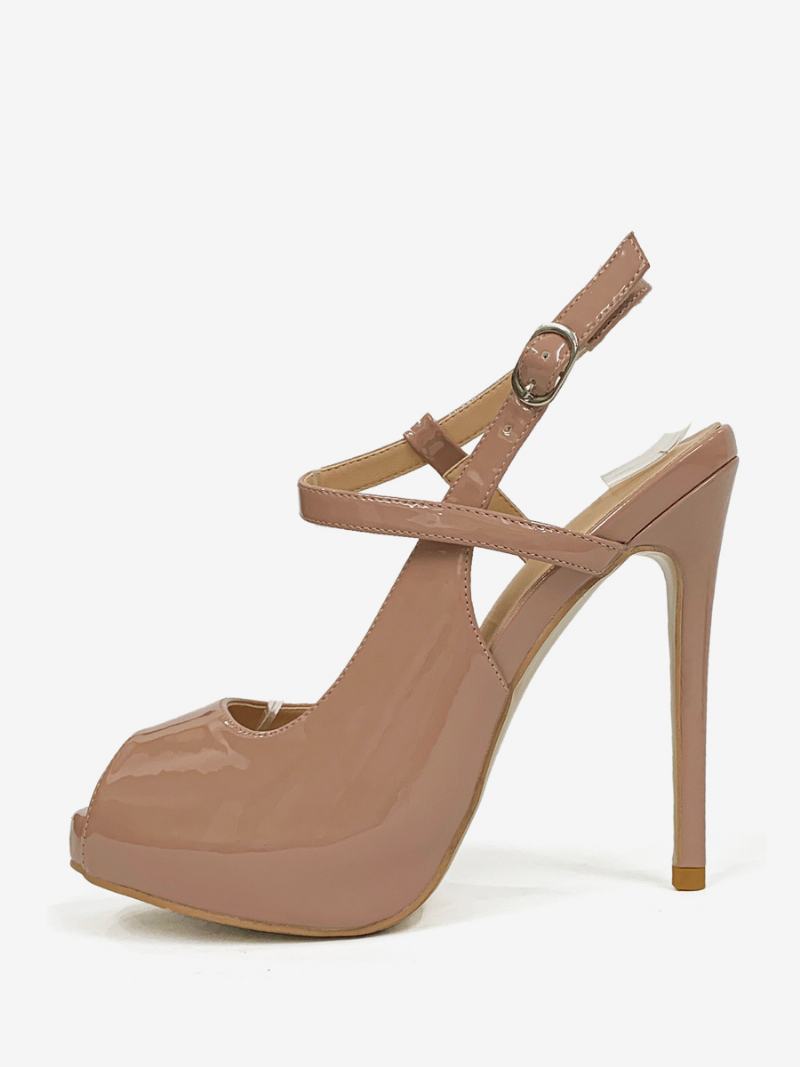 Dámské Lodičky Na Vysokém Podpatku Peep Toe Jehlovém Slingback - Velbloud