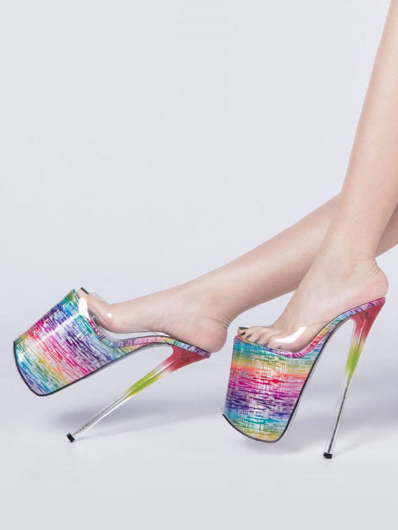 Dámské Boty Pro Tanec Na Tyči Sexy Sandály Vysokém Podpatku Červená Kůže Peep Toe Laser Striper - Bílá