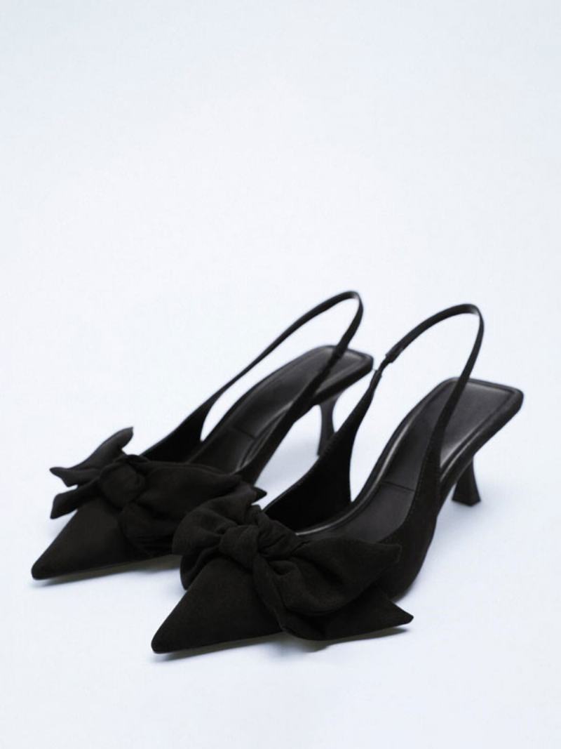 Dámské Společenské Boty Na Vysokém Podpatku Black Pointed Toe Bows Plesové