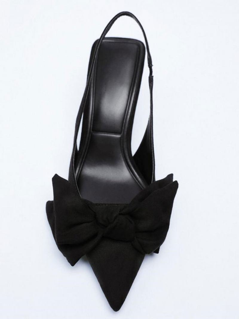 Dámské Společenské Boty Na Vysokém Podpatku Black Pointed Toe Bows Plesové - Černá