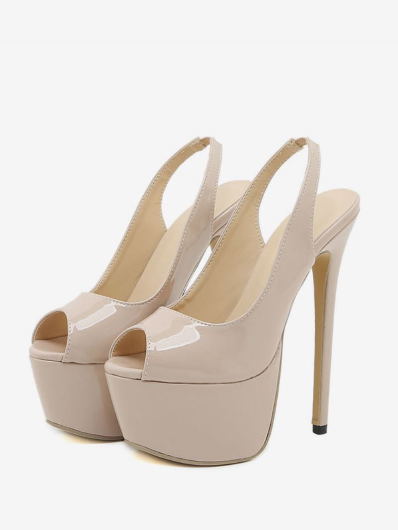 Sexy Lodičky Na Vysokém Podpatku Nude Peep Toe Platform Sky High Pro Ženy - Žlutá / Červená