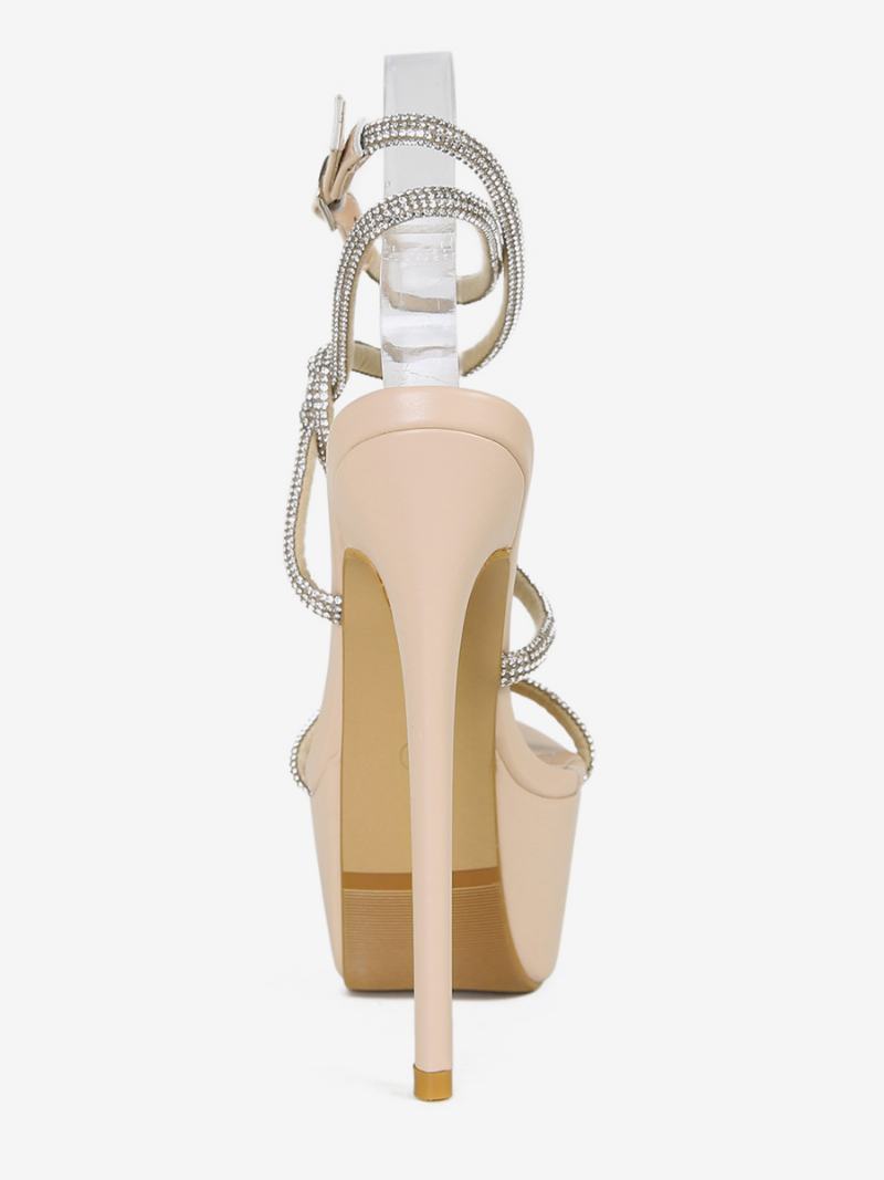 Sexy Sandály Pro Ženy Černá Pu Kůže Peep Toe 2.4 Palce Kamínky 6.3 Boty - Světle Žlutá