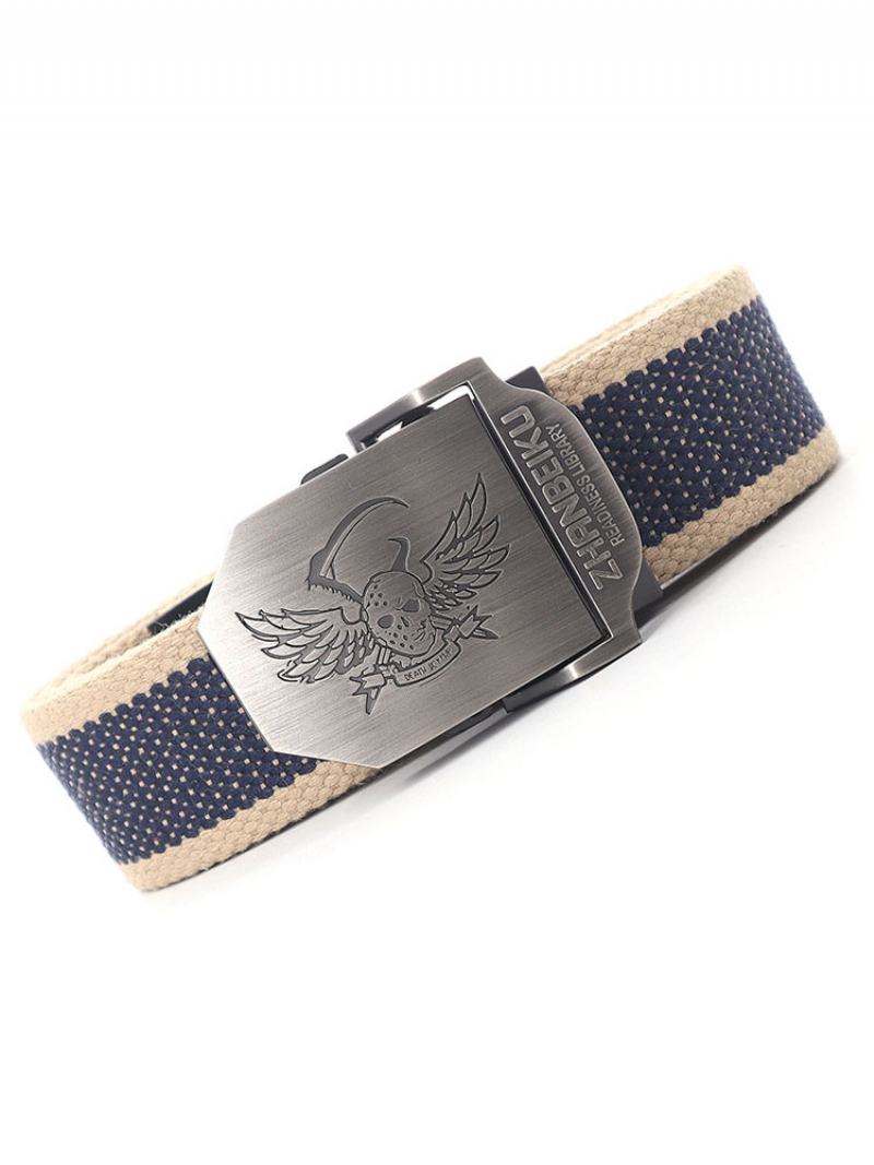 Pánský Pásek Skull Polyester Módní Navy Blue Belt