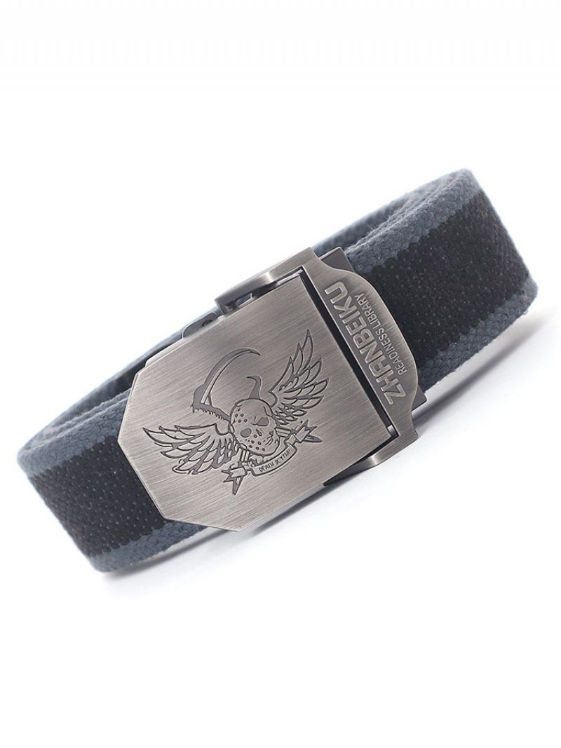 Pánský Pásek Skull Polyester Módní Navy Blue Belt - Tmavě Šedá