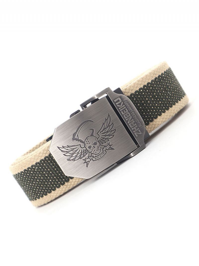 Pánský Pásek Skull Polyester Módní Navy Blue Belt - Hunter Green