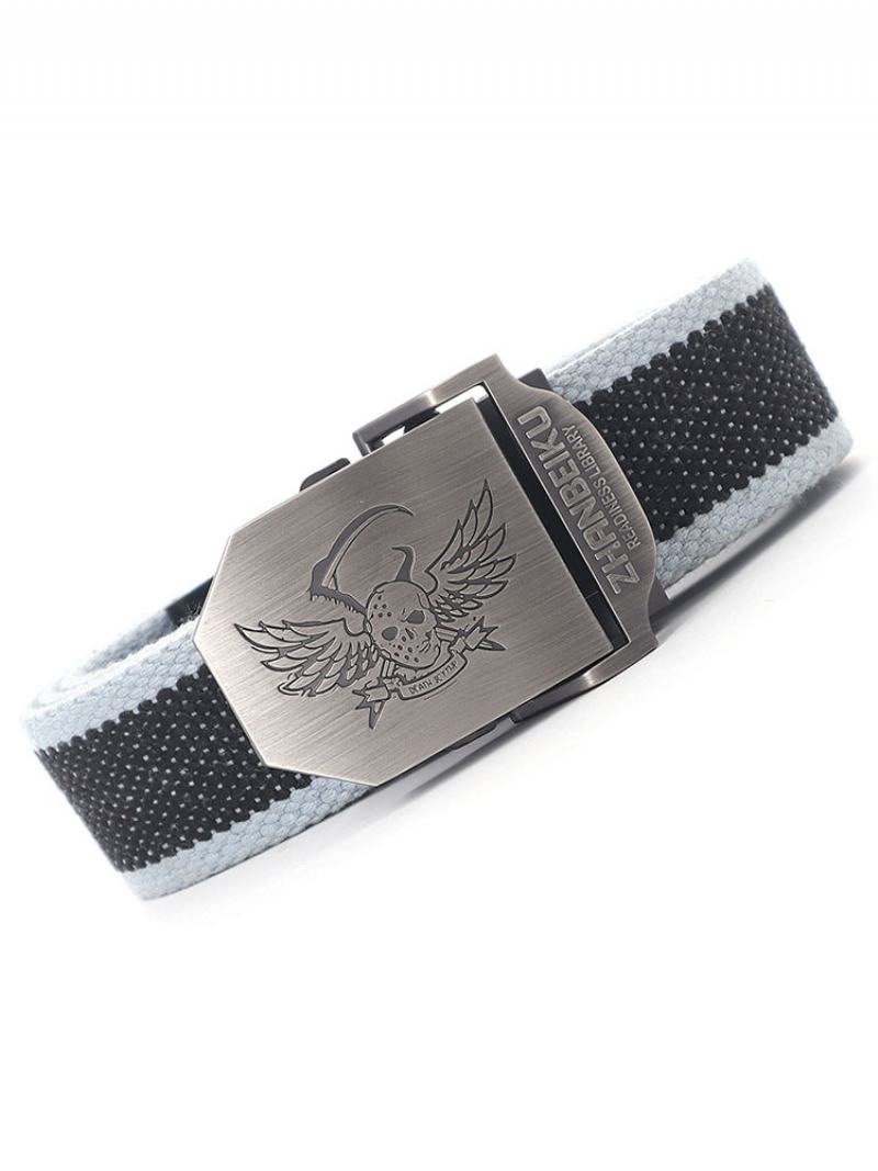 Pánský Pásek Skull Polyester Módní Navy Blue Belt - Světle Šedá