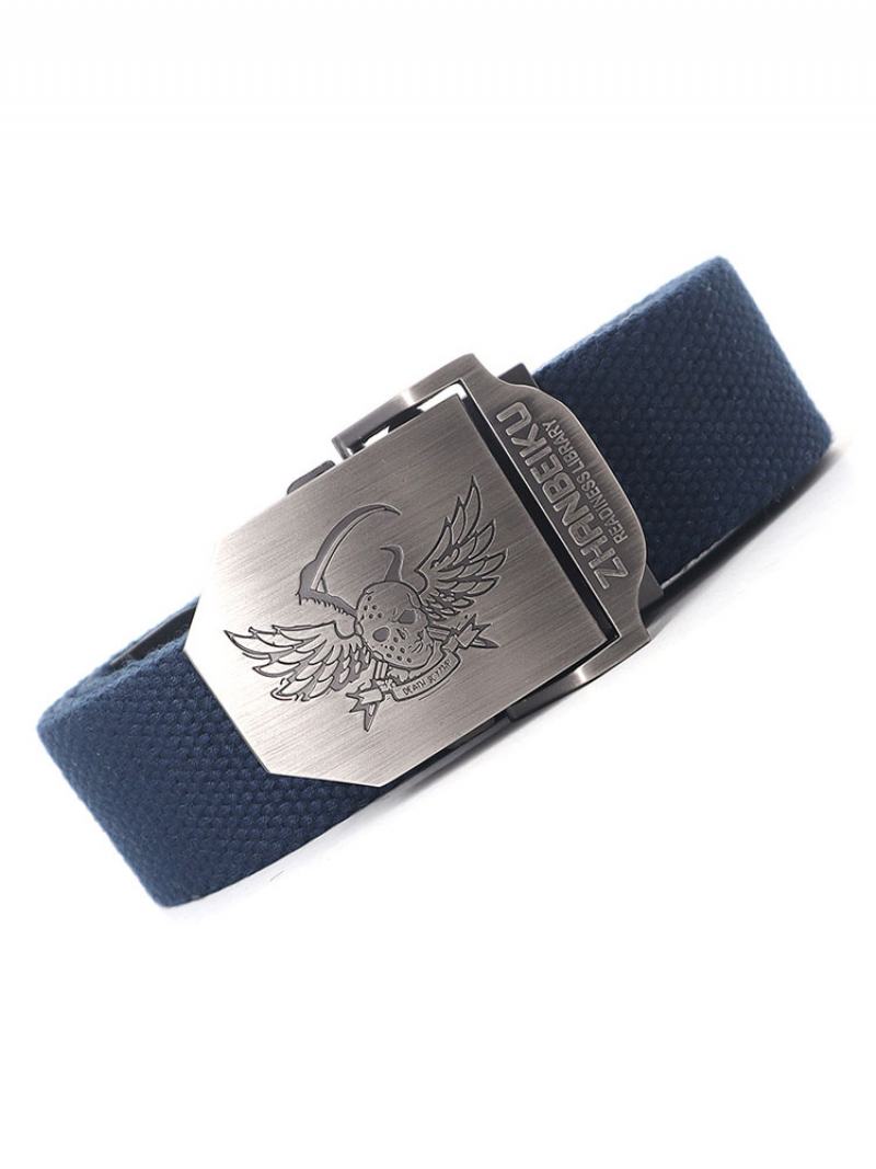 Pásek Pro Muže Skull Polyester Kvalitní Navy Blue Belt - Tmavě Námořnická