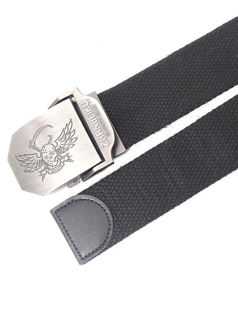 Pásek Pro Muže Skull Polyester Kvalitní Navy Blue Belt - Černá