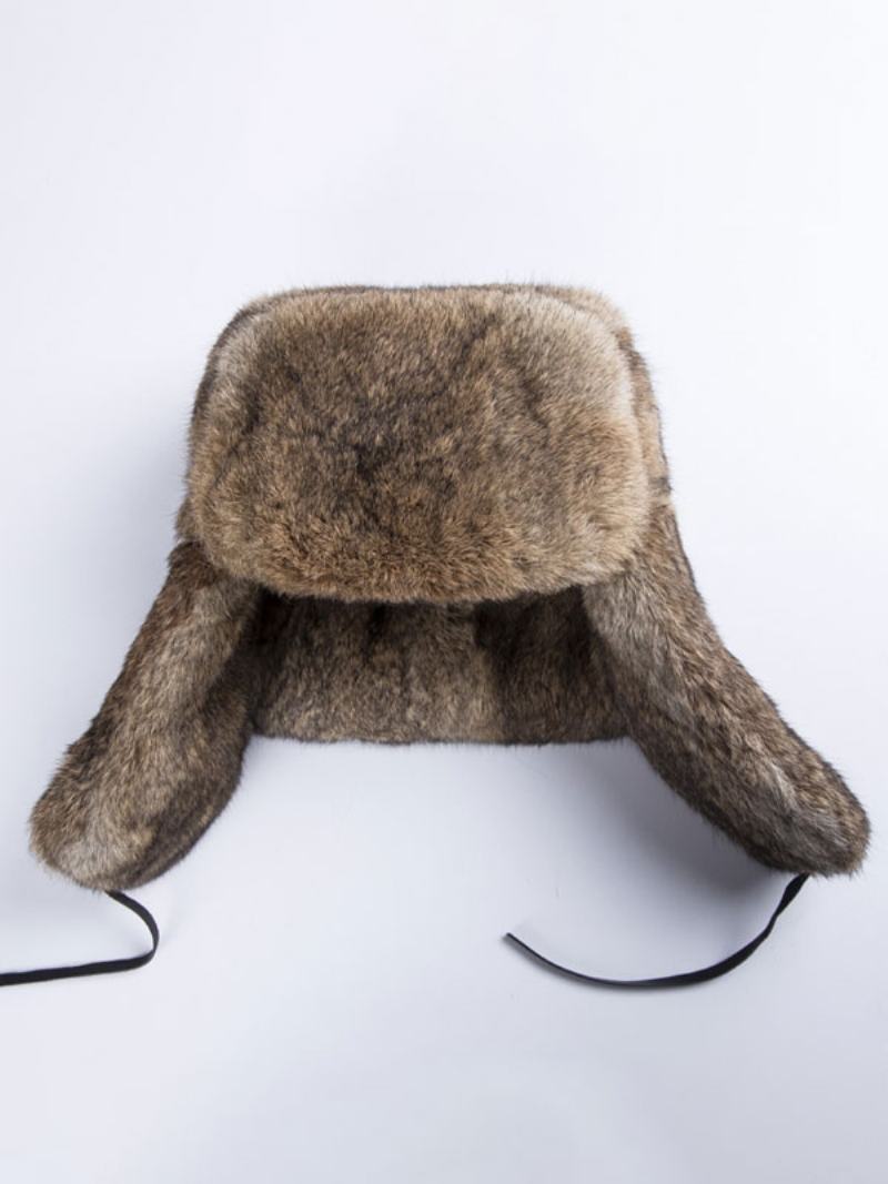 Čepice Pro Muže Moderní Umělé Kožešiny Zimní Teplé Ruská Ushanka - Khaki